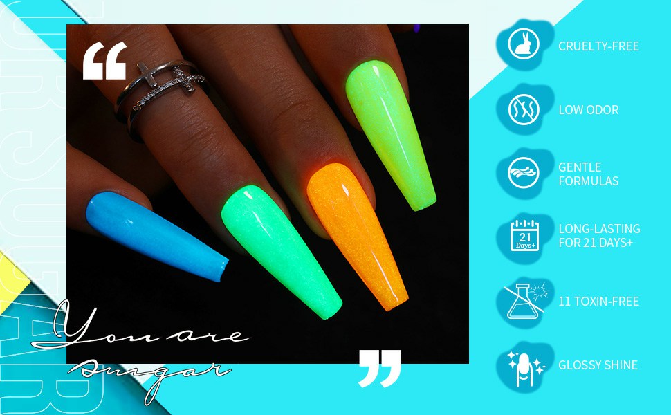 UR SUGAR Neon Luminous Gel Nail Polish Set 6 Colors 7.5ml
