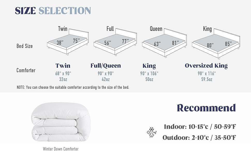 puredown® Down Comforter King Size, Extra Warmth