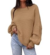 PRETTYGARDEN Womens Sweaters Fall 2025 Long Lantern Sleeve Oversized Sweater Casual Crewneck Loos...