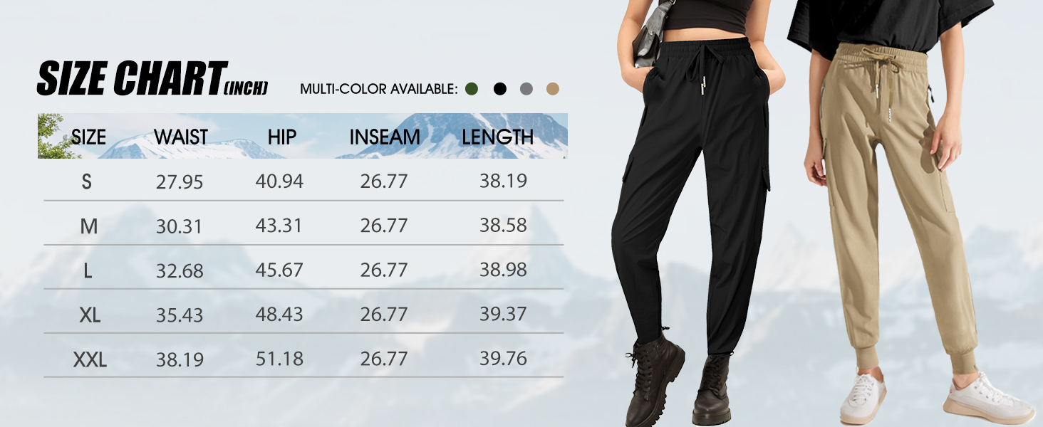 Women's Hiking Pants Quick Dry Lightweight Cargo Joggers