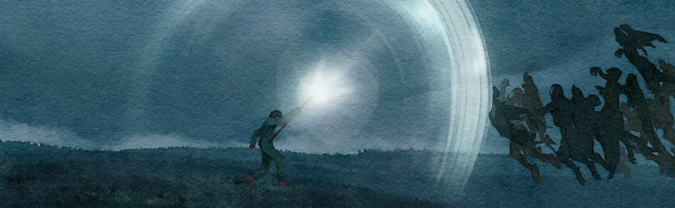 A boy protected by a magical shield