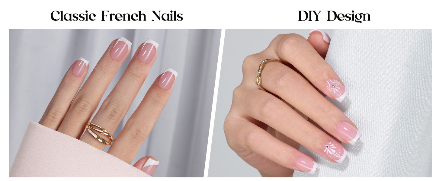 Beetles French Tip Press On Nails Application Process