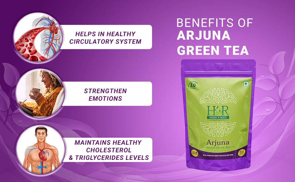 Herbs N Root Arjuna Instant Green Tea Blackcurrant Herbal Tea Good