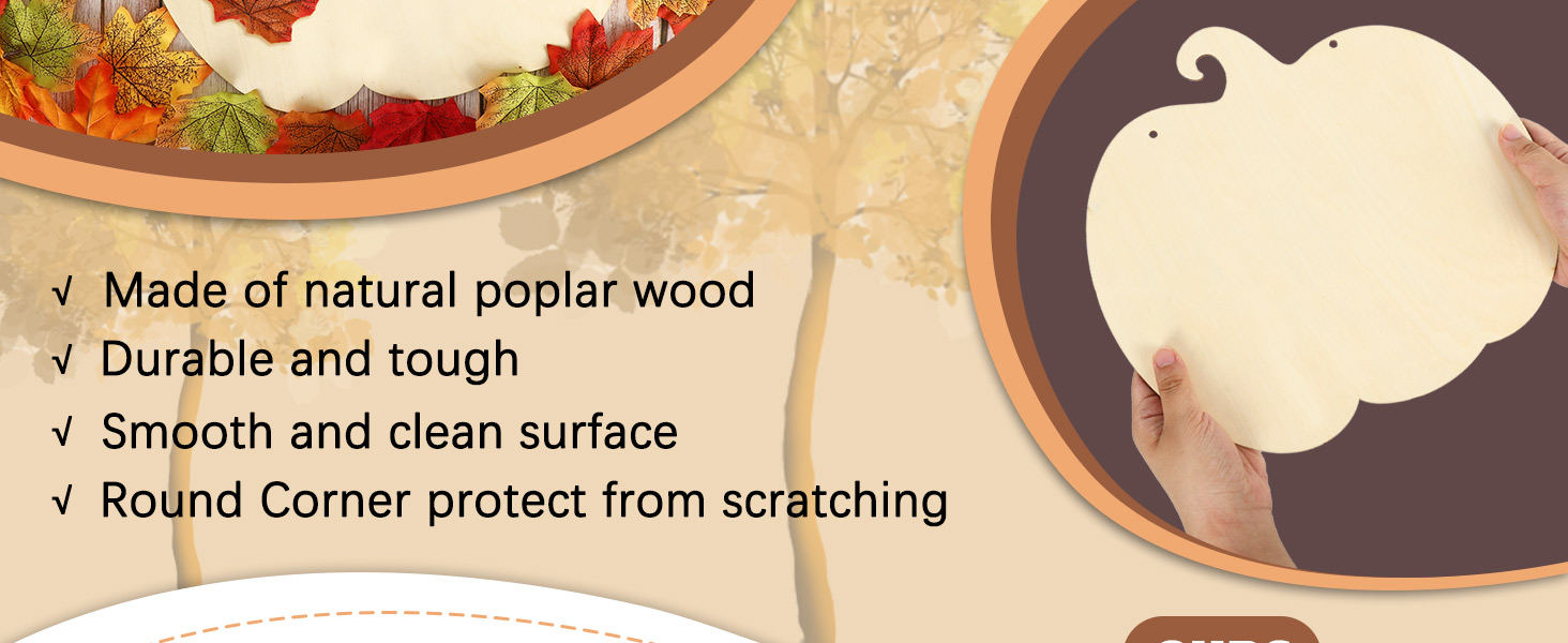 5 Pieces 11.6 Inch Thanksgiving Unfinished Wood Pumpkin Cutout