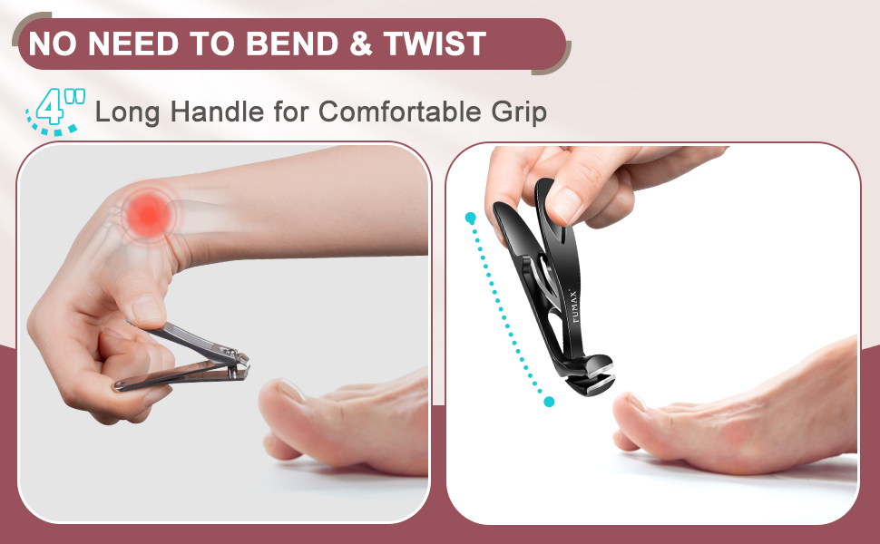 FUMAX Angled Large Nail Clippers for Seniors, Toenail Clippers for