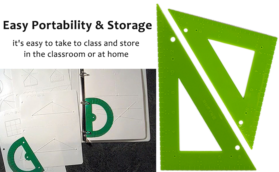 Protractor, Ruler, Square(30°/60°), Soft Tape, Braille