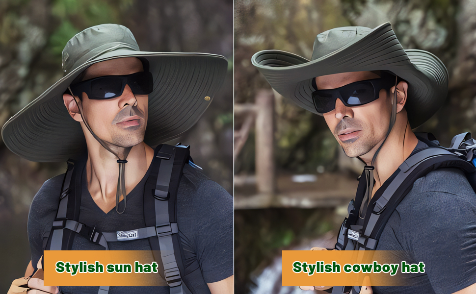 Wide Brim Sun Hat for Men UV Protection Outdoor Fishing Hat Summer Hats