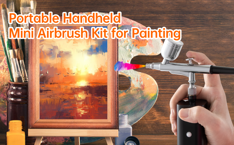 YF youfu Cordless Airbrush Kit with Compressor,32 PSI Handheld Air brush Gun Set
