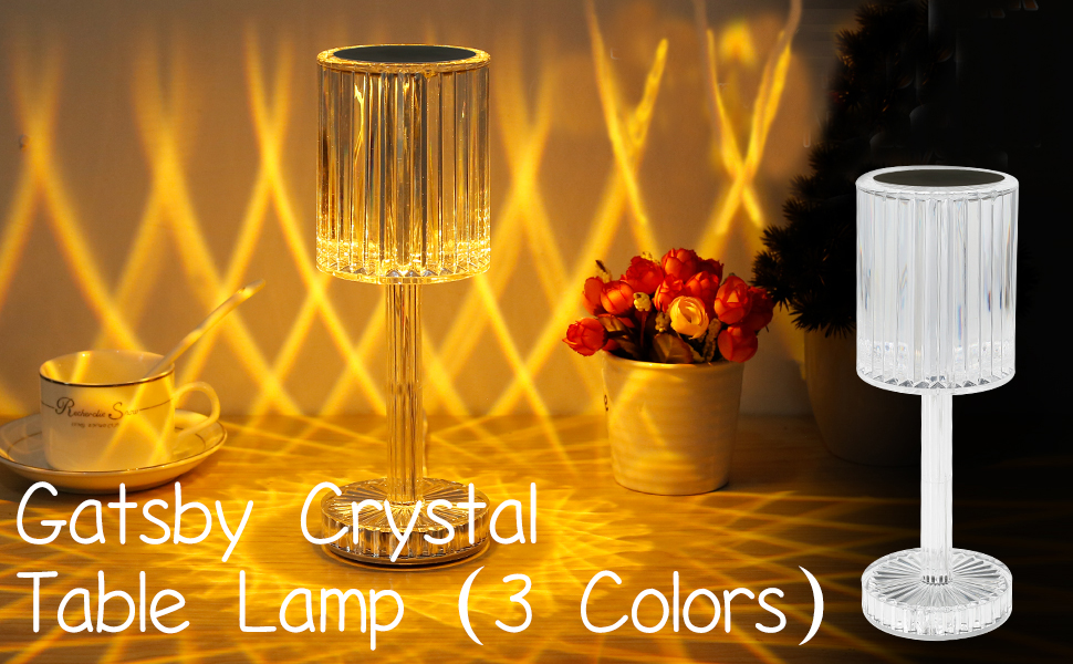 NMM Gatsby Crystal Lamp, 3D Diamond Acrylic Touching Control Crystal Diamond Table Lamp