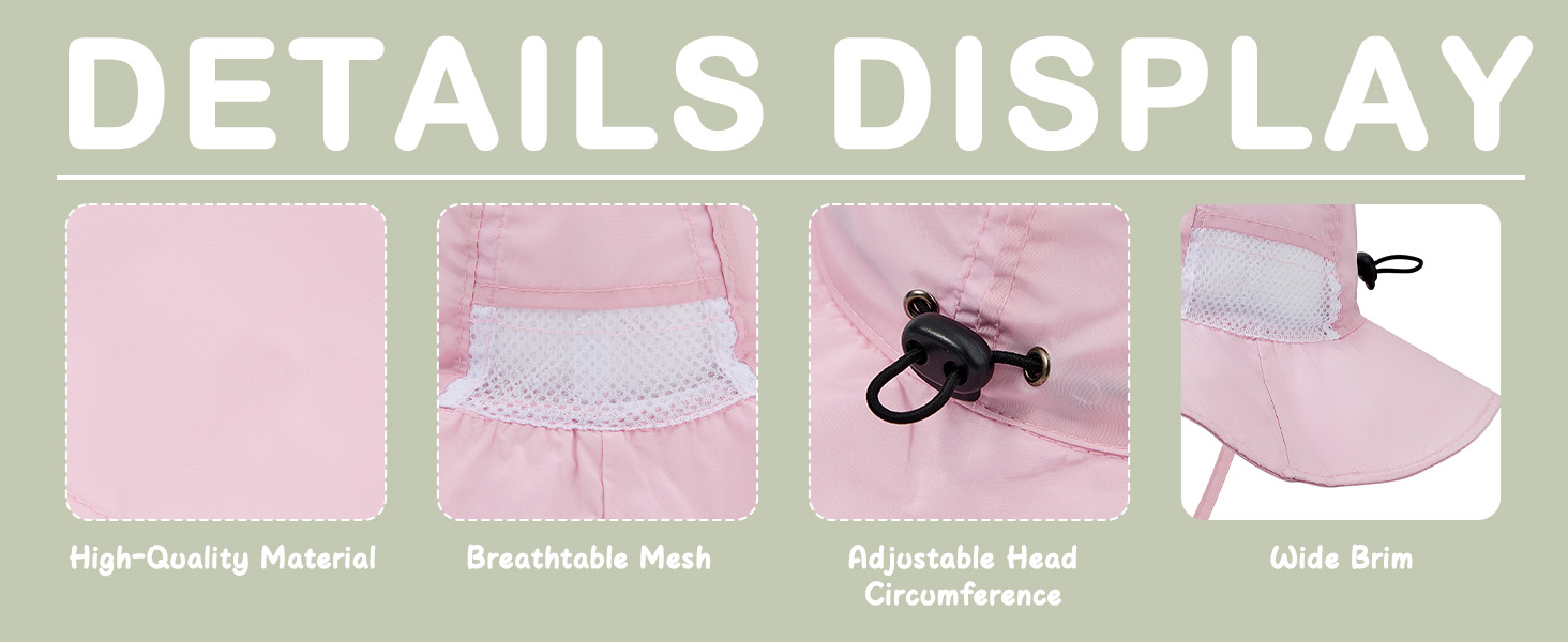 high-quality material  breathtable mesh adjustable head circumference wide brim