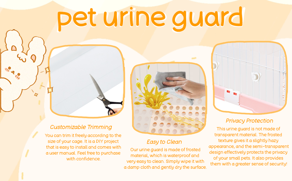 4PCS Rabbit Litter Box Splash Guard,Transparent Easy Clean