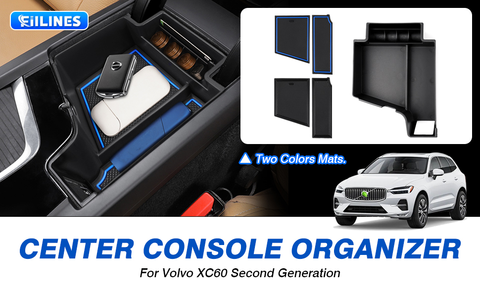 FIILINES Center Console Organizer Compatible with Volvo