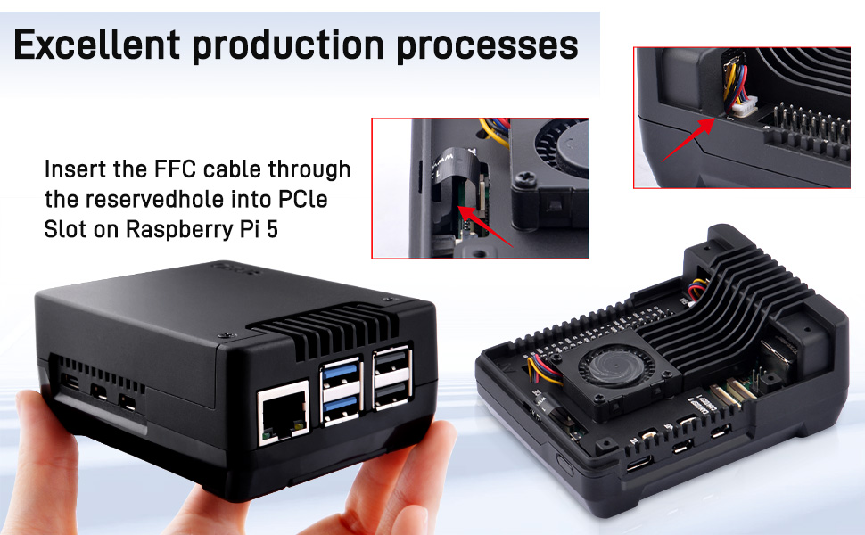 GeeekPi Argon Neo 5 M.2 NVMe PCIe case for Raspberry Pi 5, Raspberry Pi 5 aluminum case with