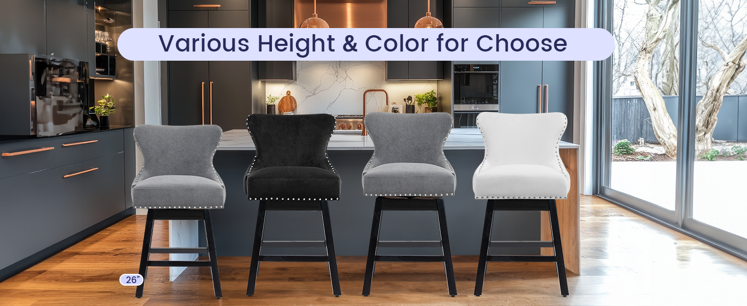 ECOTOUGE Swivel Bar Stools Set of 2, 29" Island Chairs with