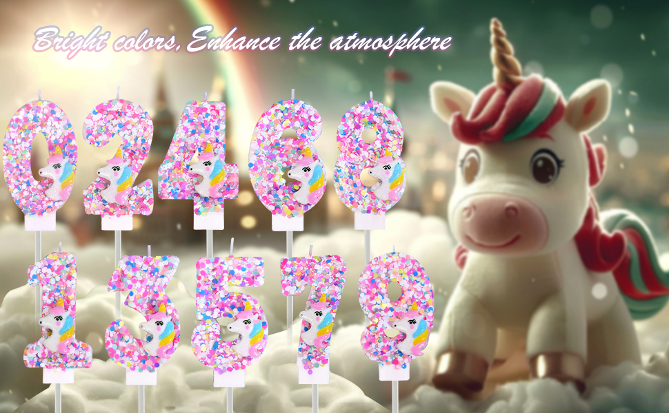 Unicorn Number Birthday Candles