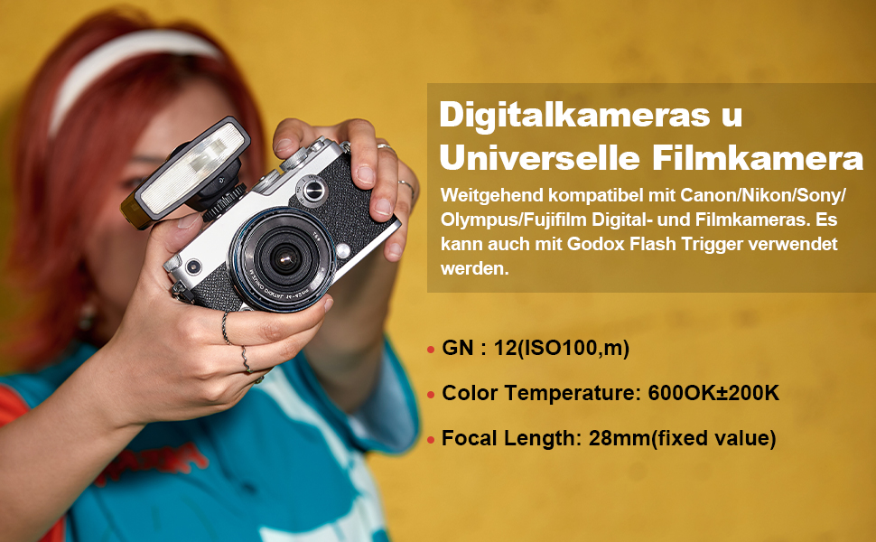 Godox Lux Junior Retro Camera Flash, Speedlite GN12 6000K ± 200K CCT, Automatic and Manual Modes