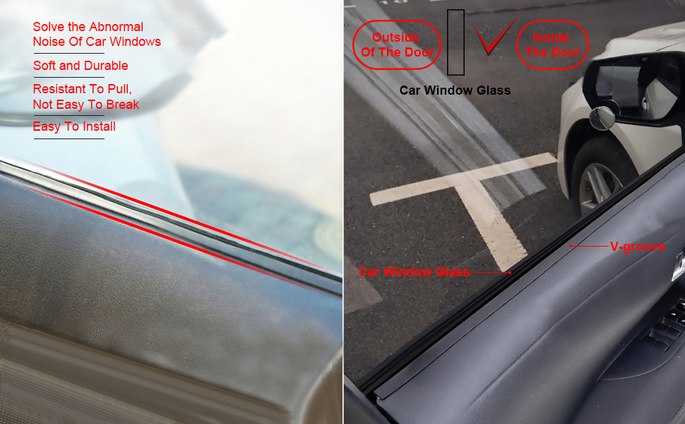 Car Window Seal Strip 13.12 Ft VShaped Window Sealing