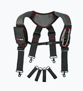 KUNN Gel Tool Belt Harness Padder, Suspender with 4 Pcs Tool Belt Loop and 1 Piece Carabiner 1 Co...