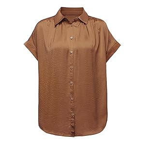 ZGWNQCD Women's Blouse Casual Short Sleeve V Neck Button