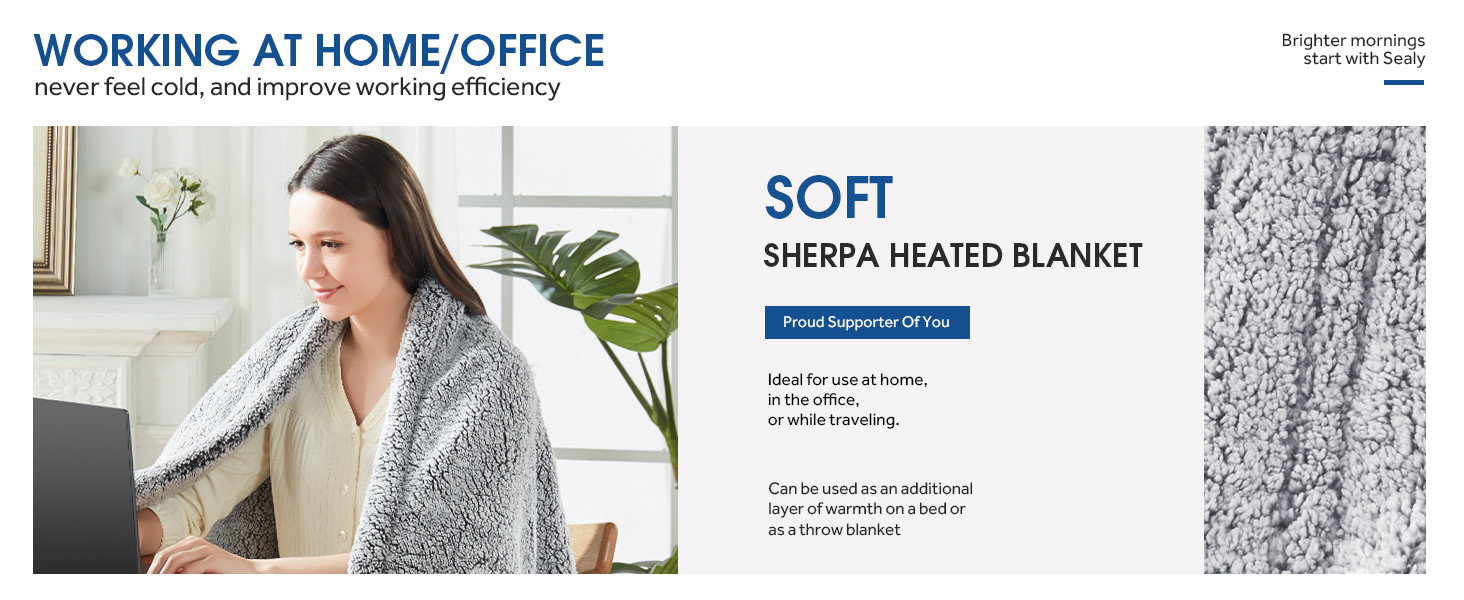 manta sherpa calefactada, cálida y acogedora