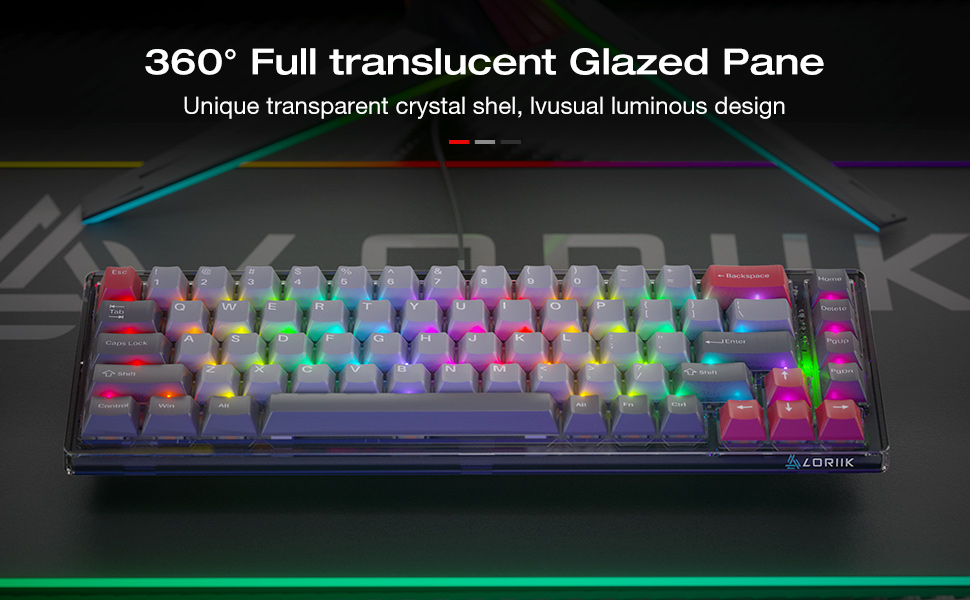 Mechanical Gaming Keyboard Portable PC Gaming Keyboards LED Backlit Compact 68 Keys