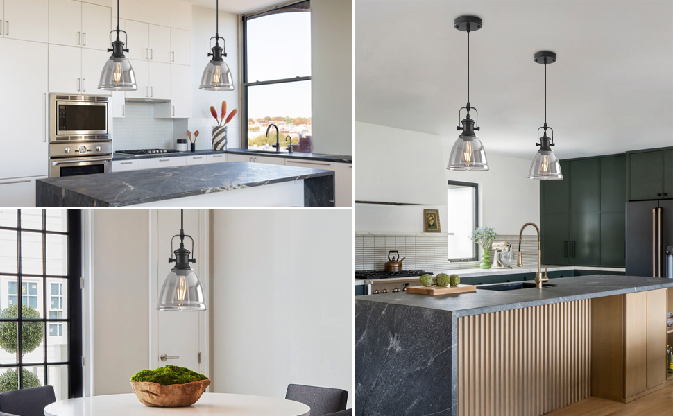 black pendant lights kitchen island