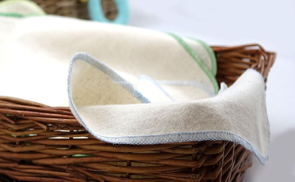 avo+cado Organic Cotton Single Layer Flannel Washcloths - Pack of 15 - Reusable Baby Washcloths to Replace Wet Wipes - Small Washable Mini Cotton Wipes (Colour: Green) 8 Single layer flannel wash alps