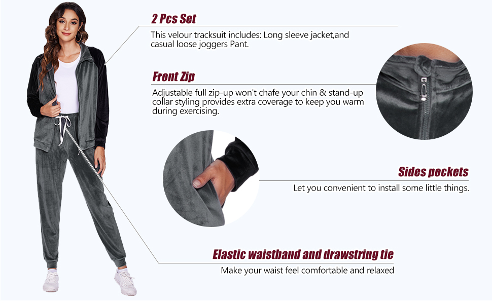 Ekouaer Women's Soft Sweatsuits Joggers Set Sports Sweat Suits Pants 2 Pieces Suits