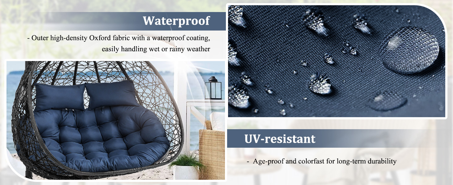 large 2 double person wicker egg chair swing cushion waterproof soft