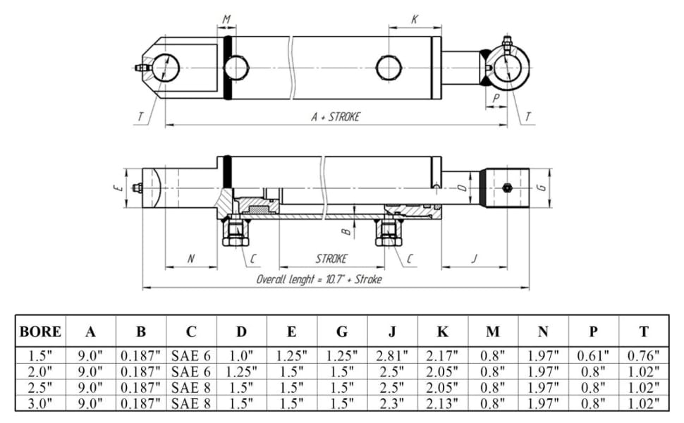 Magister Hydraulics Double Acting Hydraulic Cylinder Tang