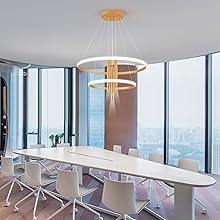 ORANOOR LED Gold Modern Chandeliers for Dining Room Living Room, Dimmable Kitchen Pendant Lamp
