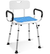 Careboda Shower Chair with 6 Adjustable Height and Tool-Free Assembly, Bath Seat with Removable B...