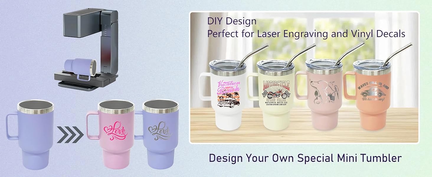3 oz Mini Tumbler Shot Glass with Straw and Lid, Stainless Steel Shot Glasses with Handle