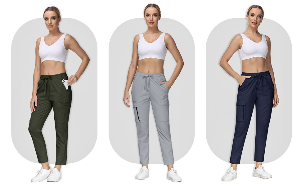 MoFiz women's hiking trousers, soft drawstring, zip pockets, trekking trousers, functional trousers