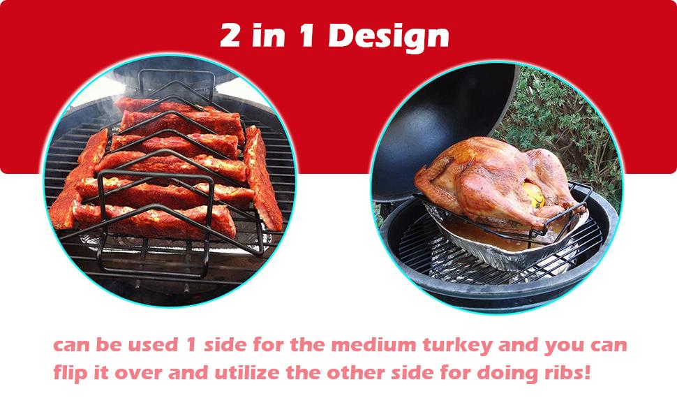 Mydracas BBQ Rib Racks for Smoking and Grilling,Turkey Roasting Rack Roast Rack