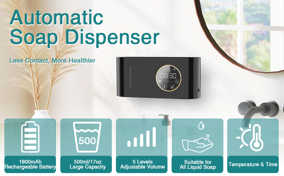 Automatic Soap Dispenser, Touchless Liquid Soap Dispenser USB