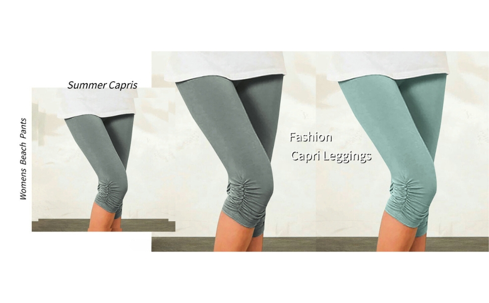 Capri Pants for Women Plus Size Stretch Knee Length Leggings