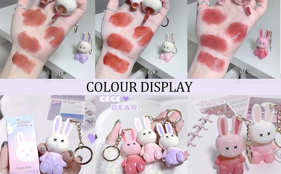3Pcs Bunny Rabbit Lip Gloss Set