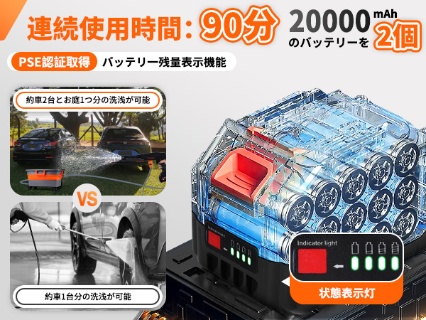 Amazon | 高圧洗浄機 コードレス 充電式 22L折り畳みバケツ付き