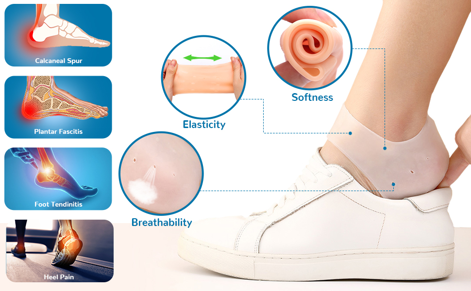 heel protector silicone gel heel pad for socks women pain relief men liner cups moisture