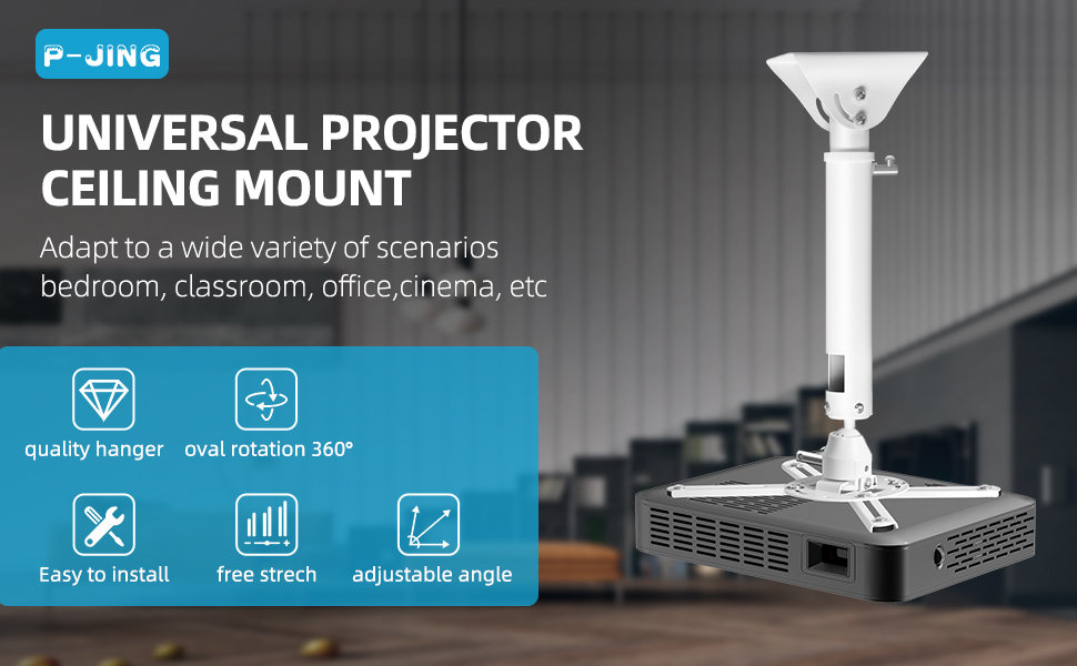 PJING Projector Mount, Universal Wall or Ceiling Projector