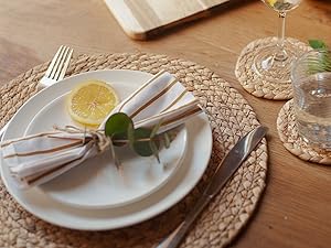 Rattan Placemats Round Natural Braided Placemat Heat Resistant Extra Wide Boho Placemats Farmhouse