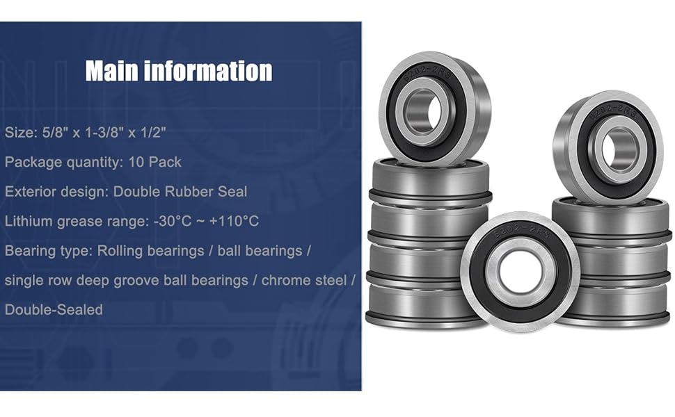 10pcs Flanged Ball Bearings 5/8" x 13/8" x 1/2" For Lawn Mower