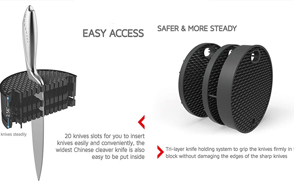 Universal Knife Block, Holders Large Size, Detachable for Easy Cleaning, Stainless Steel, Rust