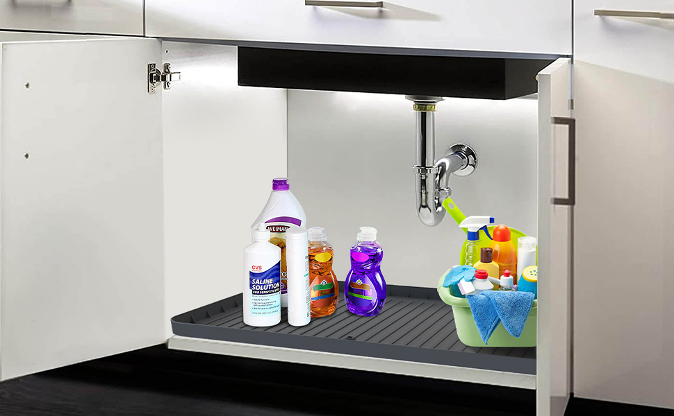 34" x 22" Under Sink Mats Waterproof Silicone Under Sink