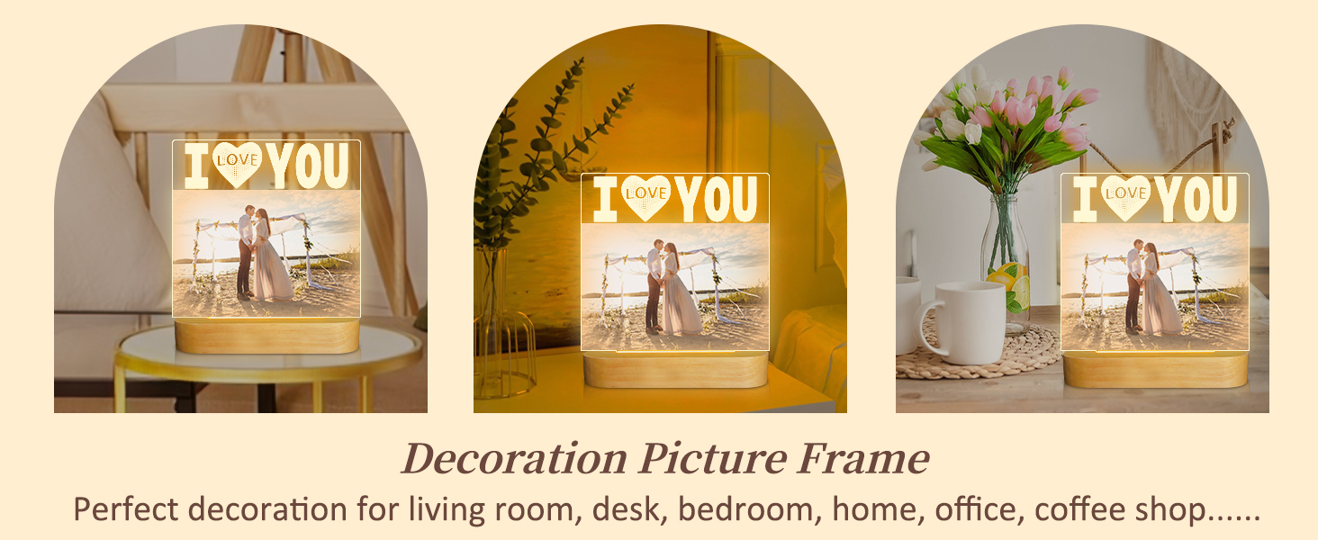 Attivolife I Love You Picture Frame, Light up Photo Frame