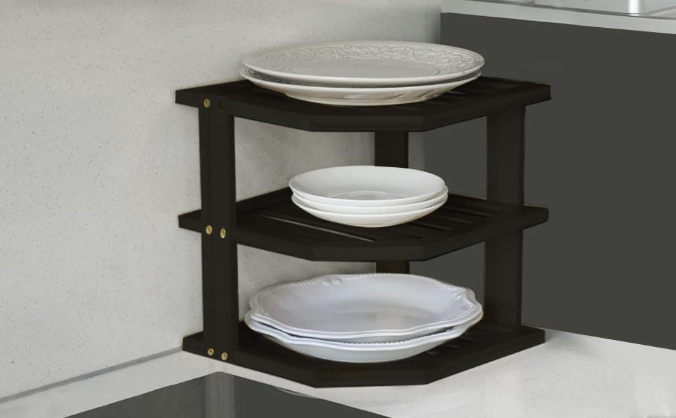 Apicizon Kitchen Corner Shelf, Bambo Corner Shelf 4