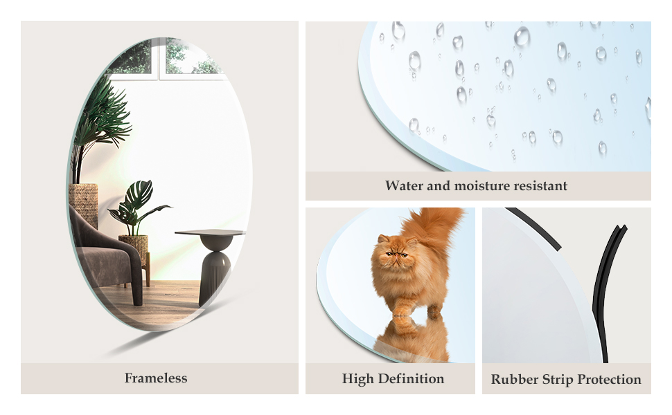 Arcus Home Round Mirror 30 Inch Beveled Frameless Circle