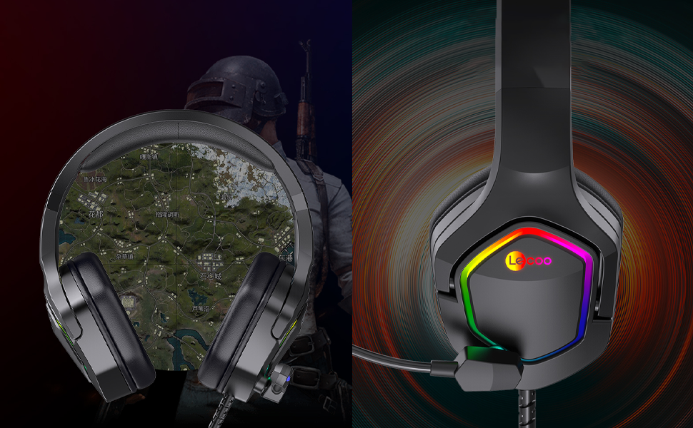 Lenovo Lecoo HT403 USB2.0 Over-Ear RGB LED Illuminated Wired Gaming Headset Black