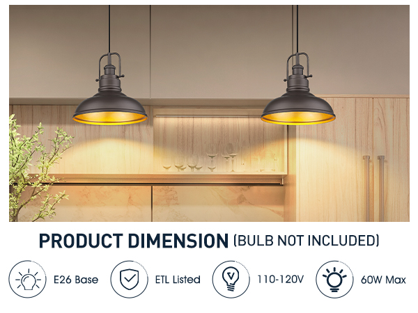 zeyu Farmhouse Pendant Light, 1-Light Industrial Hanging